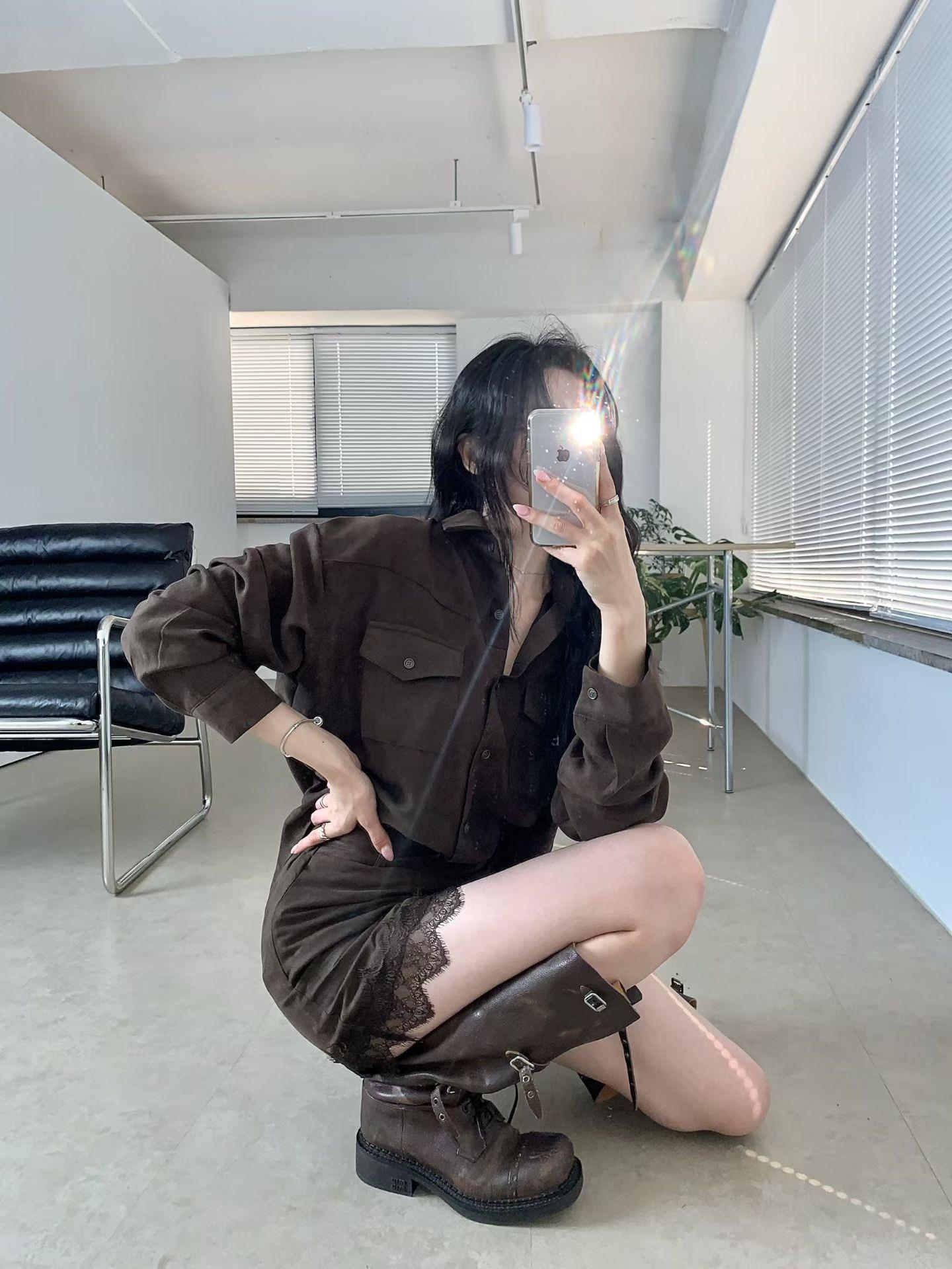 薄款雙口袋麂皮襯衫